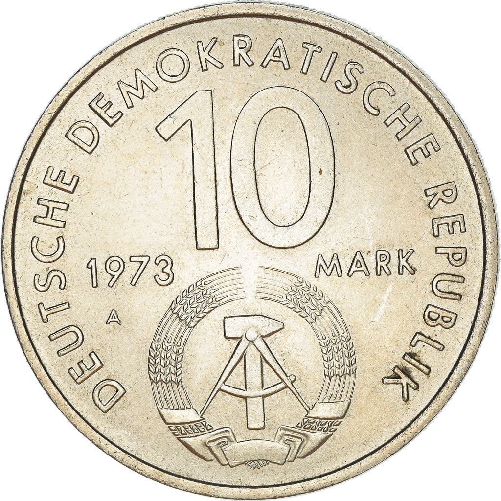 German Democratic Republic 10 Mark Coin | Globe | Youth Festival | KM44 | 1973