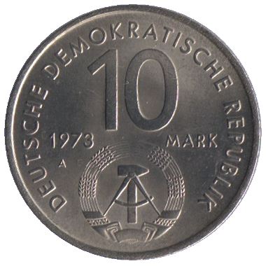 German Democratic Republic 10 Mark Coin | Globe | Youth Festival | KM44 | 1973