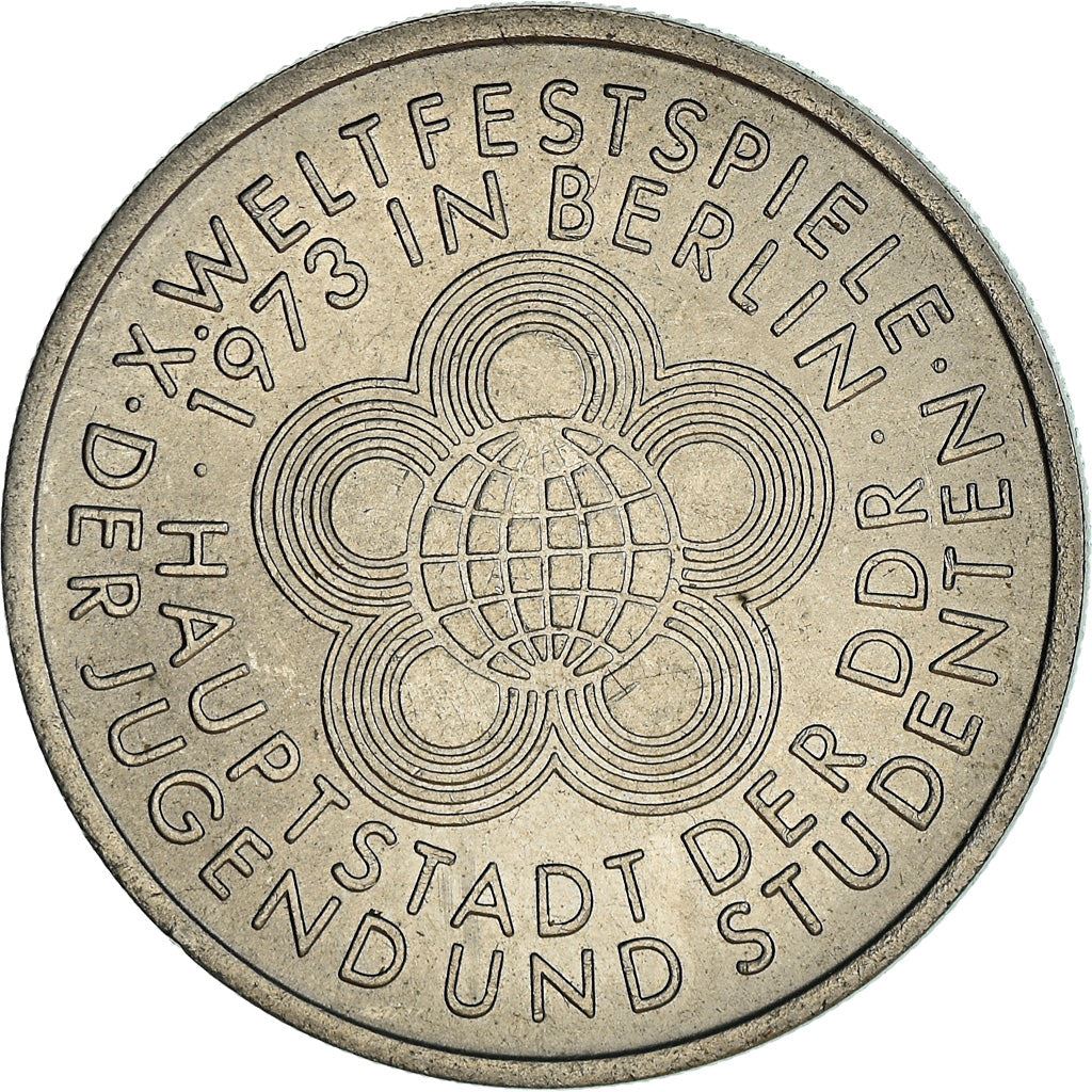 German Democratic Republic 10 Mark Coin | Globe | Youth Festival | KM44 | 1973