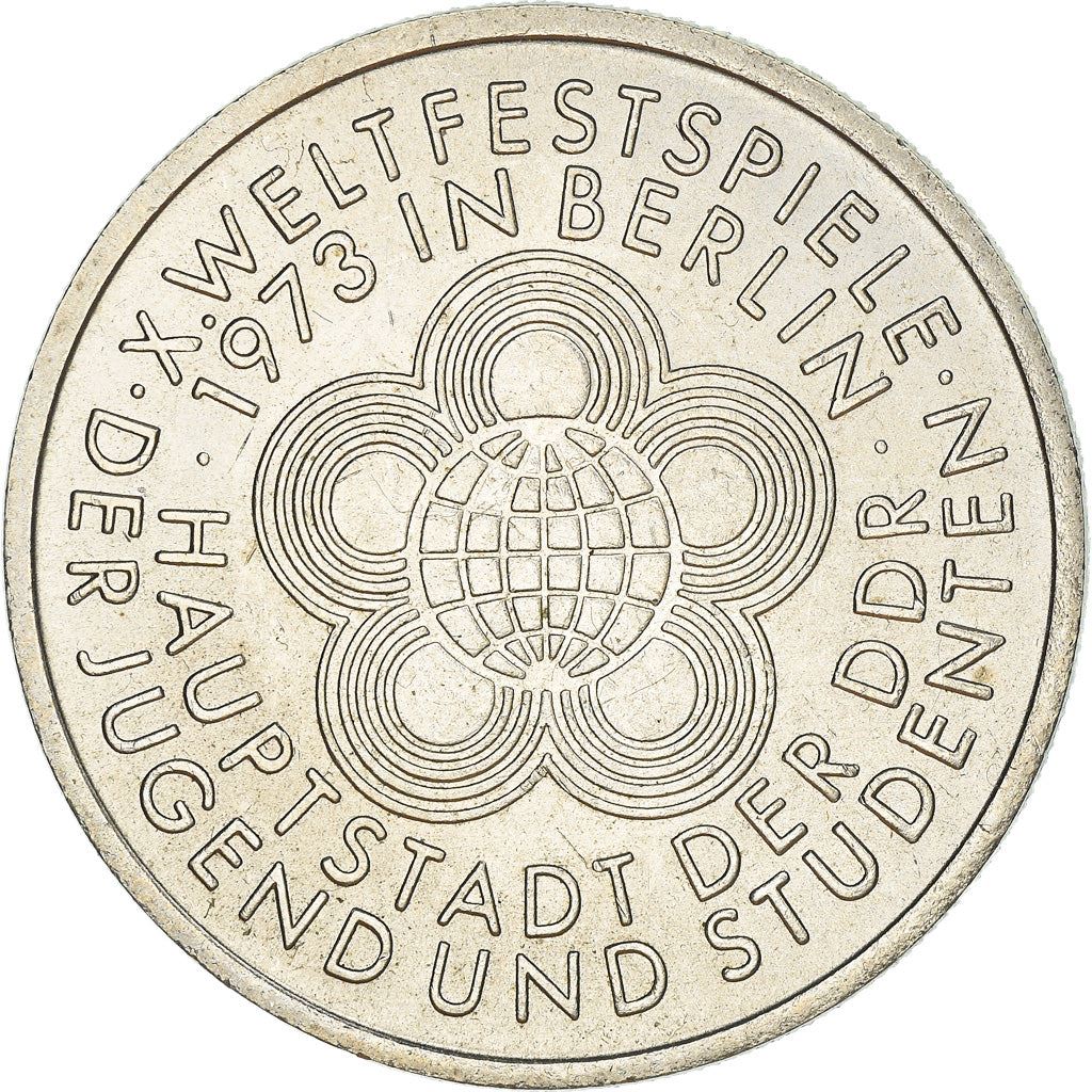 German Democratic Republic 10 Mark Coin | Globe | Youth Festival | KM44 | 1973