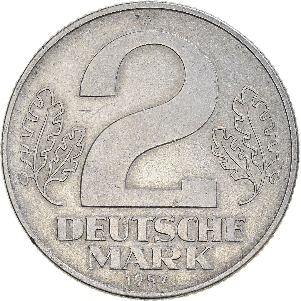 German Democratic Republic 2 Deutsche Mark Coin | Hammer | Compas | KM14 | 1957