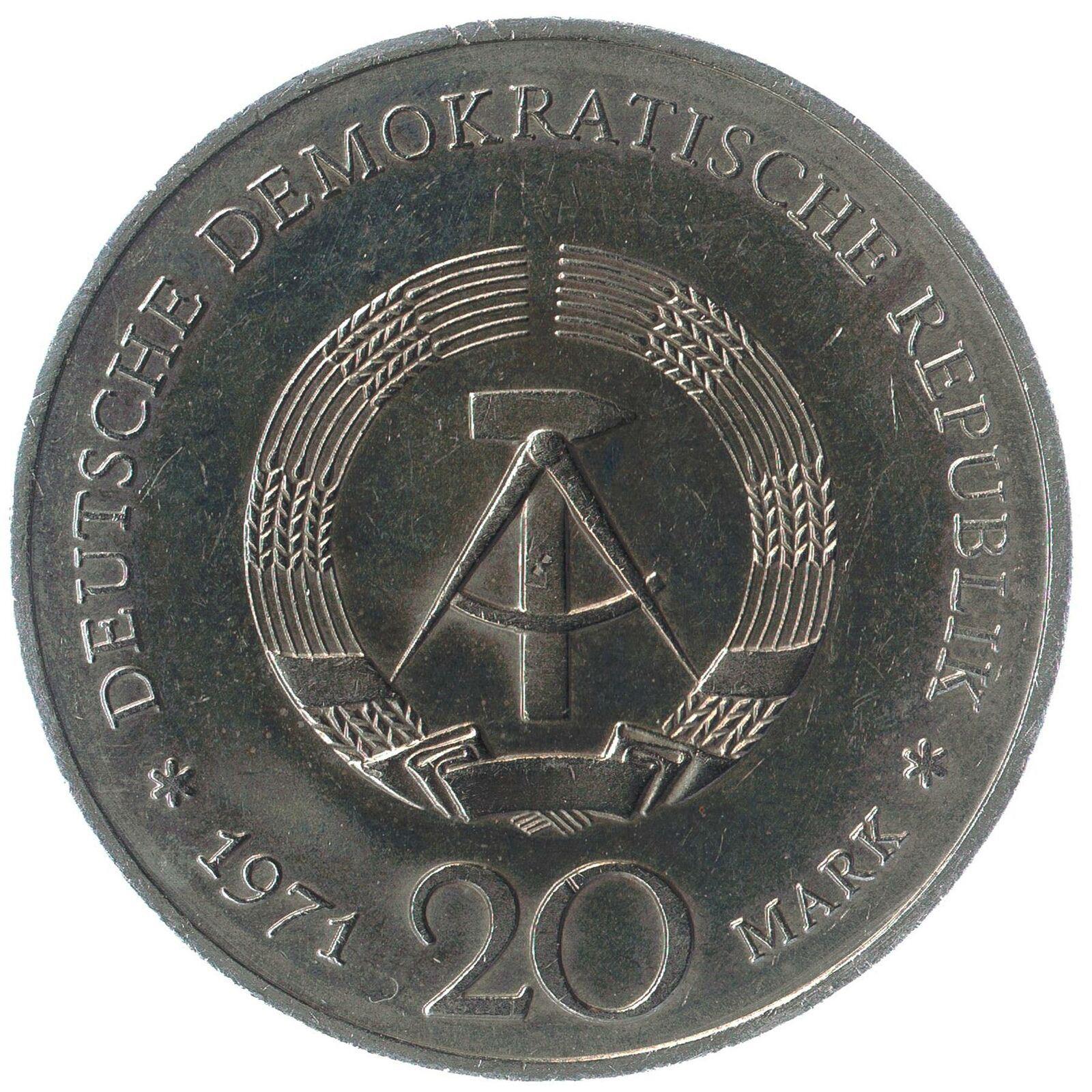 German Democratic Republic Coin Germany 20 Mark | Heinrich Mann | KM33 | 1971