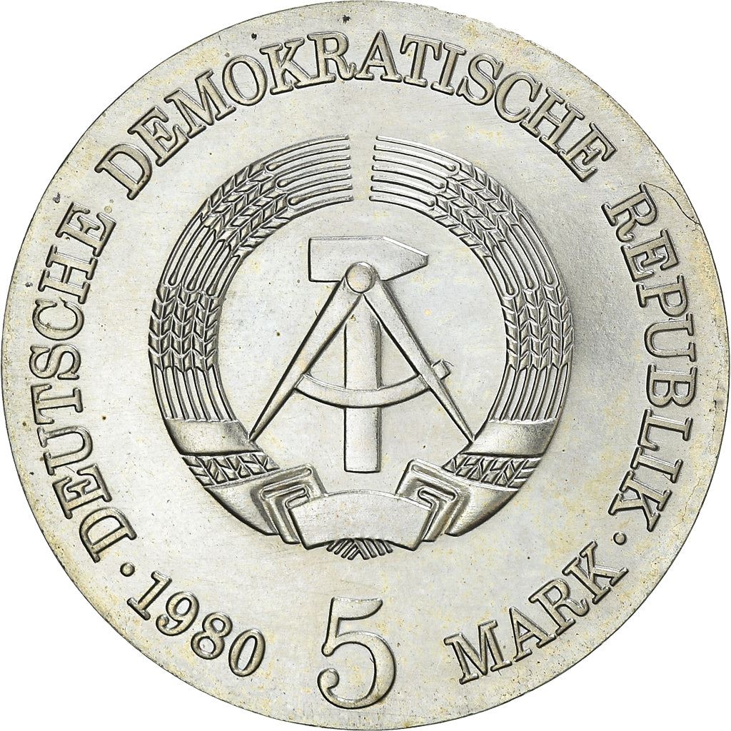 German Democratic Republic Coin Germany 5 Mark | Adolph von Menzel | KM76 | 1980