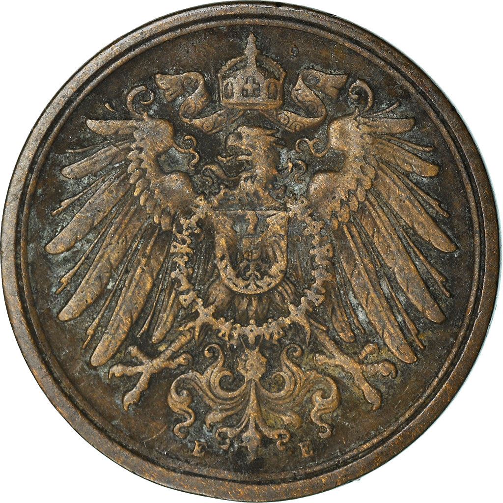 German Empire 1 Pfennig Coin | Deutsches Reich | Wilhelm II | Type 2 | KM10 1890 - 1916