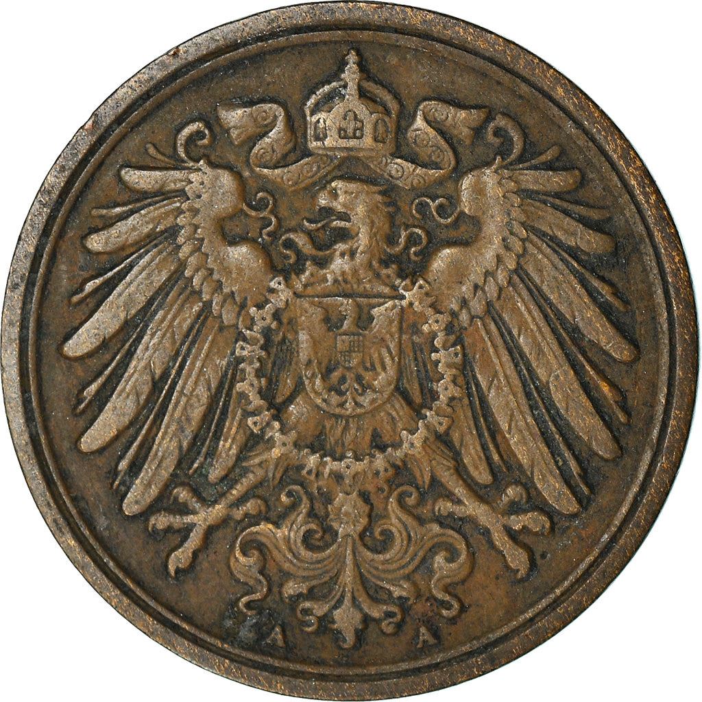 German Empire 1 Pfennig Coin | Deutsches Reich | Wilhelm II | Type 2 | KM10 1890 - 1916