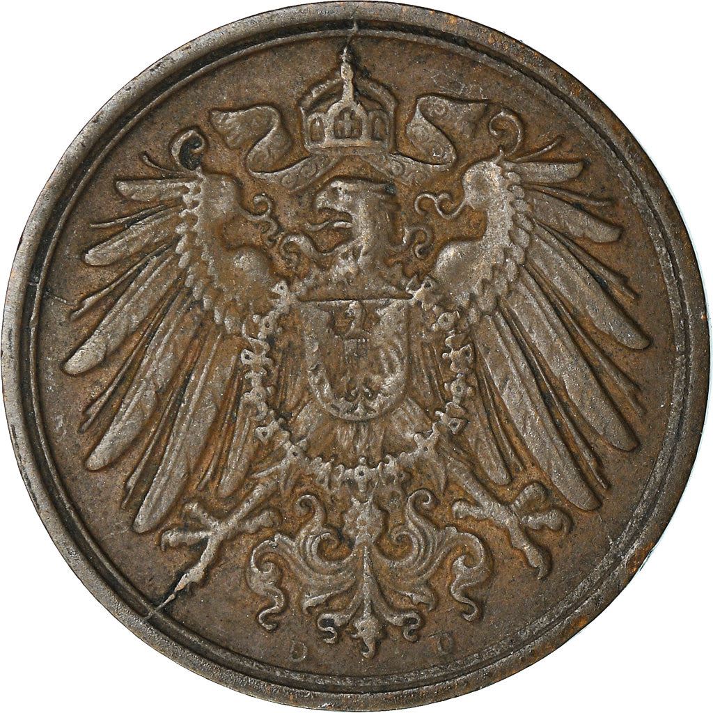 German Empire 1 Pfennig Coin | Deutsches Reich | Wilhelm II | Type 2 | KM10 1890 - 1916