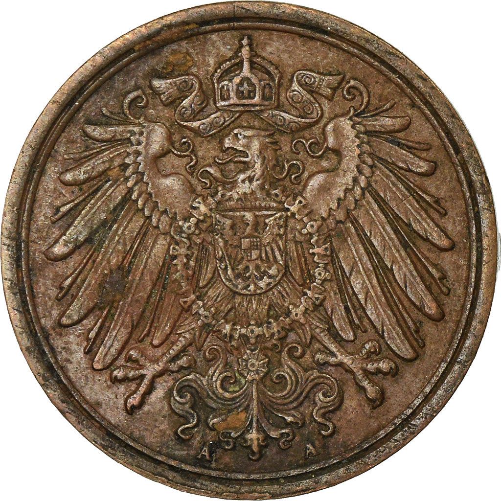 German Empire 1 Pfennig Coin | Deutsches Reich | Wilhelm II | Type 2 | KM10 1890 - 1916