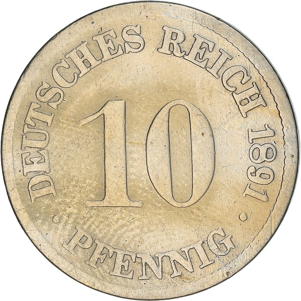 German Empire 10 Pfennig Coin | Deutsches Reich | Wilhelm II | Type 2 | KM12 1890 - 1916