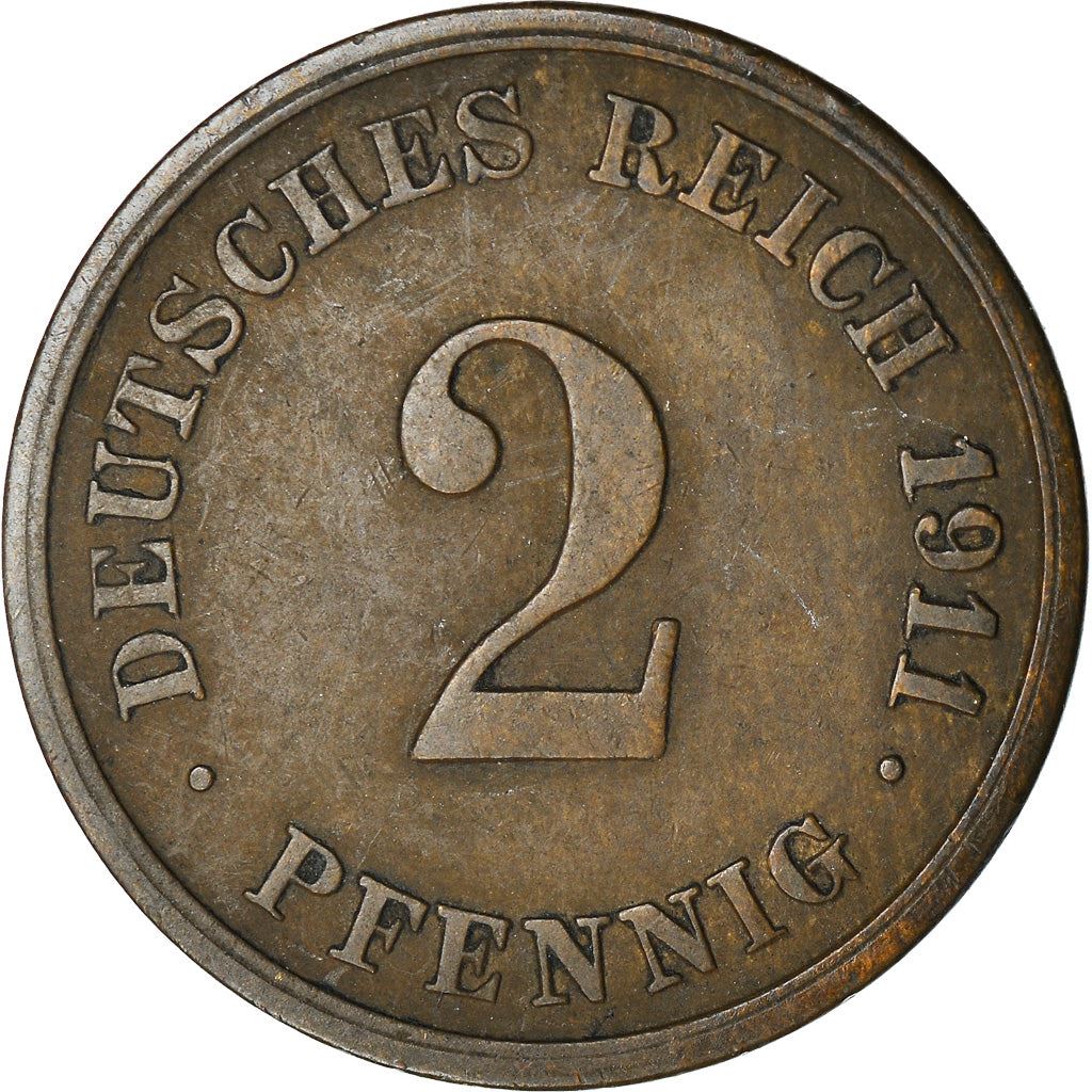 German Empire 2 Pfennig Coin | Deutsches Reich | Wilhelm II | Type 2 | KM16 | 1904 - 1916