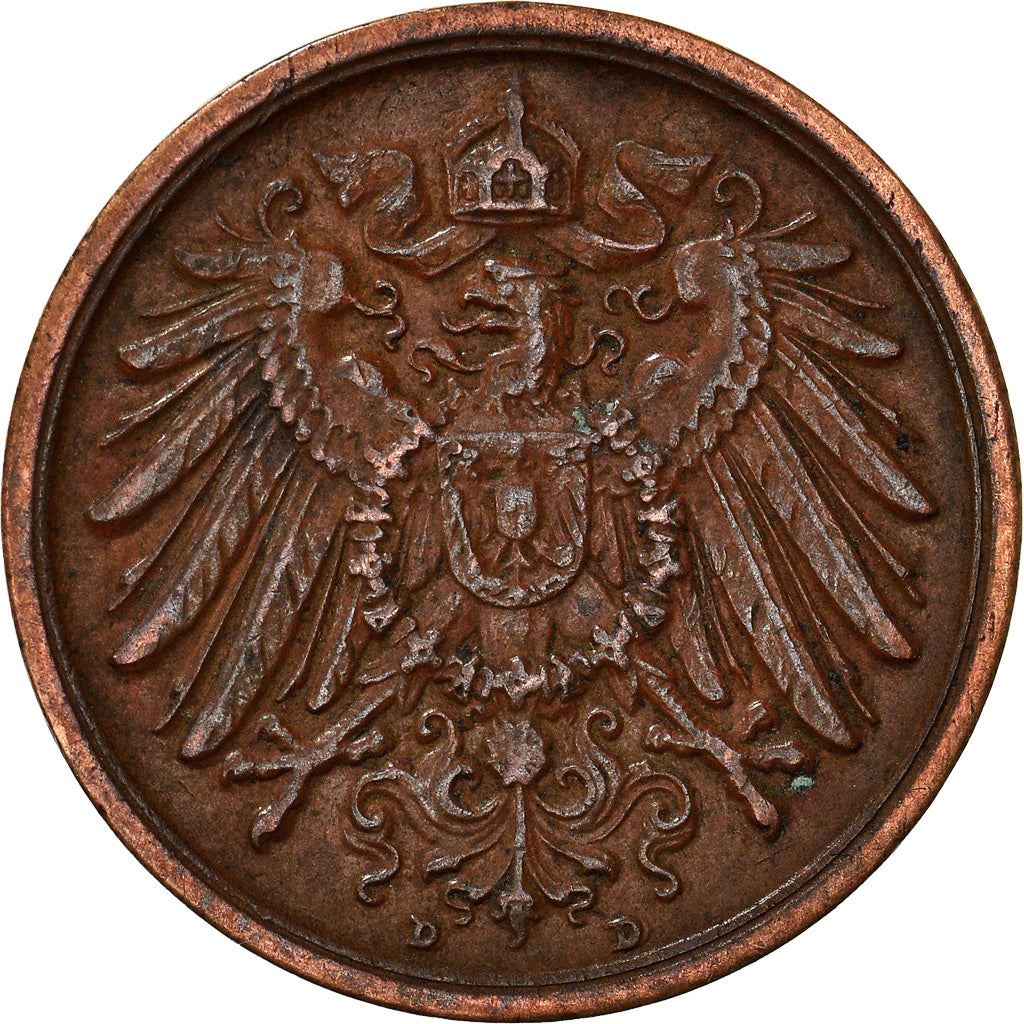 German Empire 2 Pfennig Coin | Deutsches Reich | Wilhelm II | Type 2 | KM16 | 1904 - 1916