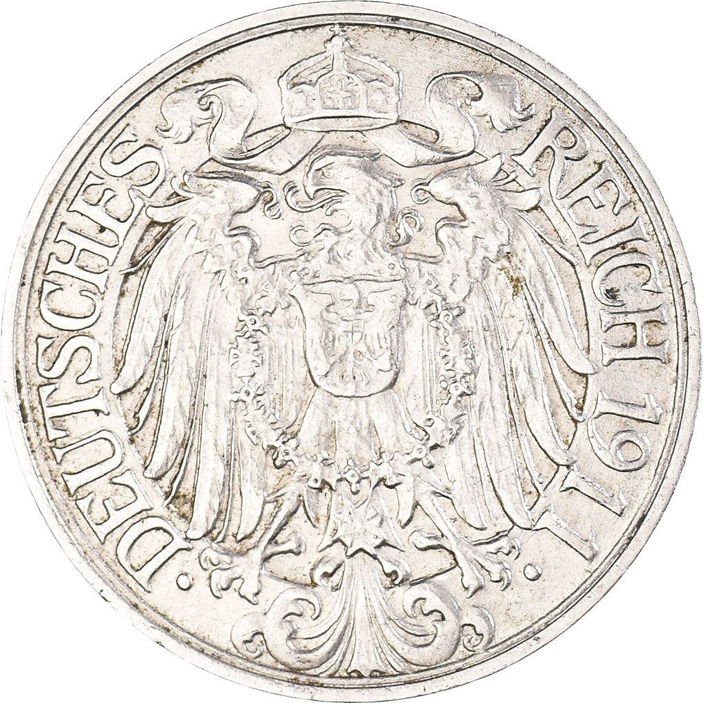 German Empire 25 Pfennig Coin | Deutsches Reich | Wilhelm II | KM18 | 1909 - 1912