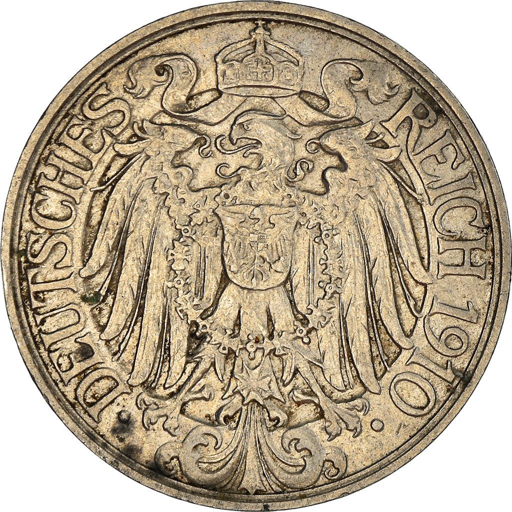 German Empire 25 Pfennig Coin | Deutsches Reich | Wilhelm II | KM18 | 1909 - 1912