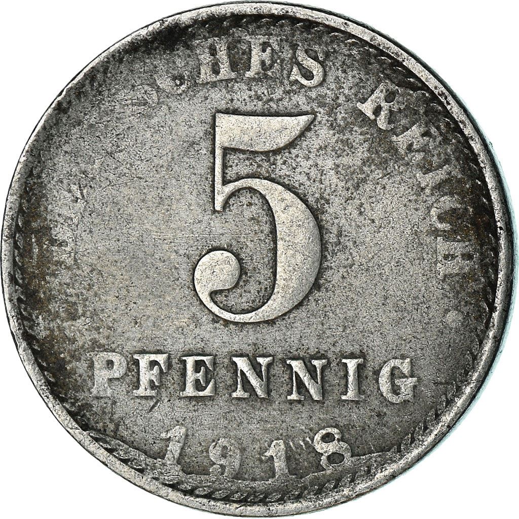 German Empire 5 Pfennig Coin | Deutsches Reich | Wilhelm II | Type 2 | KM19 | 1915 - 1922