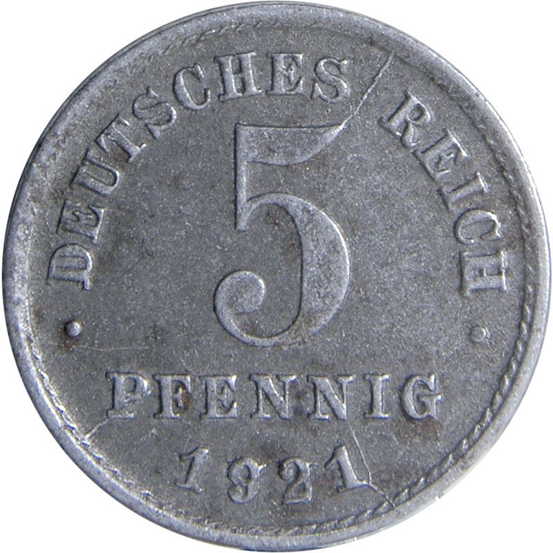 German Empire 5 Pfennig Coin | Deutsches Reich | Wilhelm II | Type 2 | KM19 | 1915 - 1922