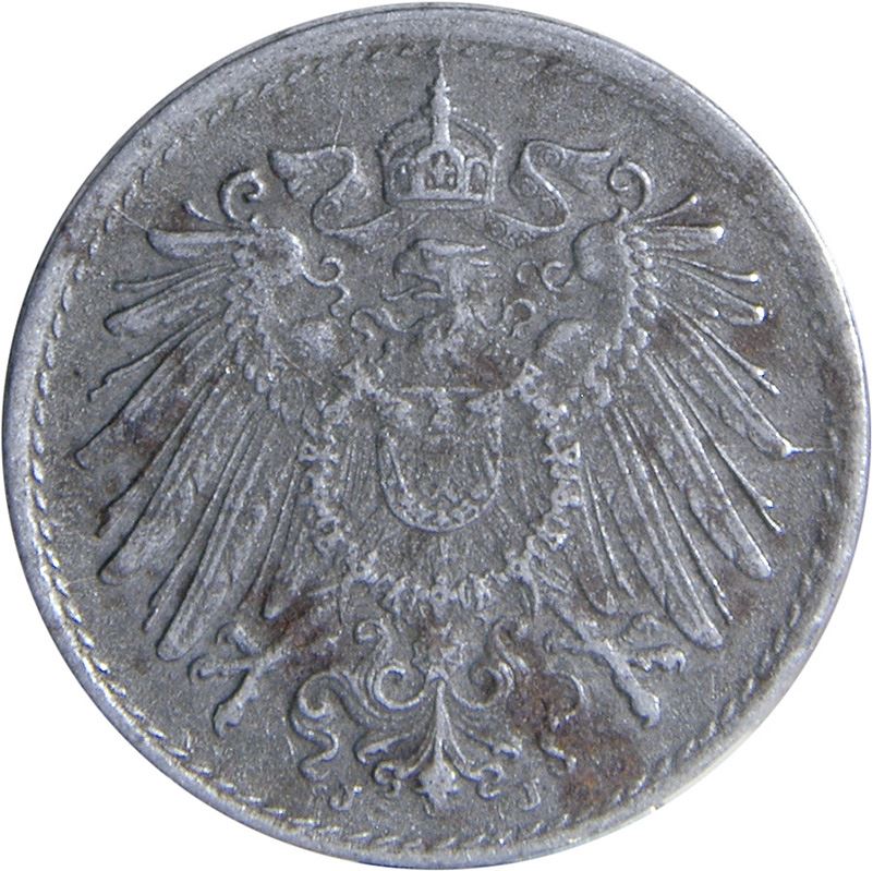 German Empire 5 Pfennig Coin | Deutsches Reich | Wilhelm II | Type 2 | KM19 | 1915 - 1922