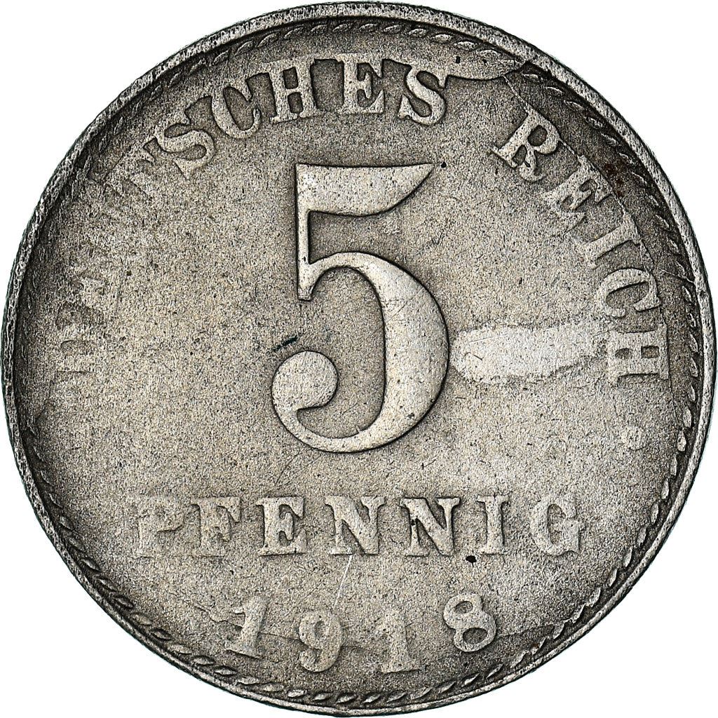 German Empire 5 Pfennig Coin | Deutsches Reich | Wilhelm II | Type 2 | KM19 | 1915 - 1922