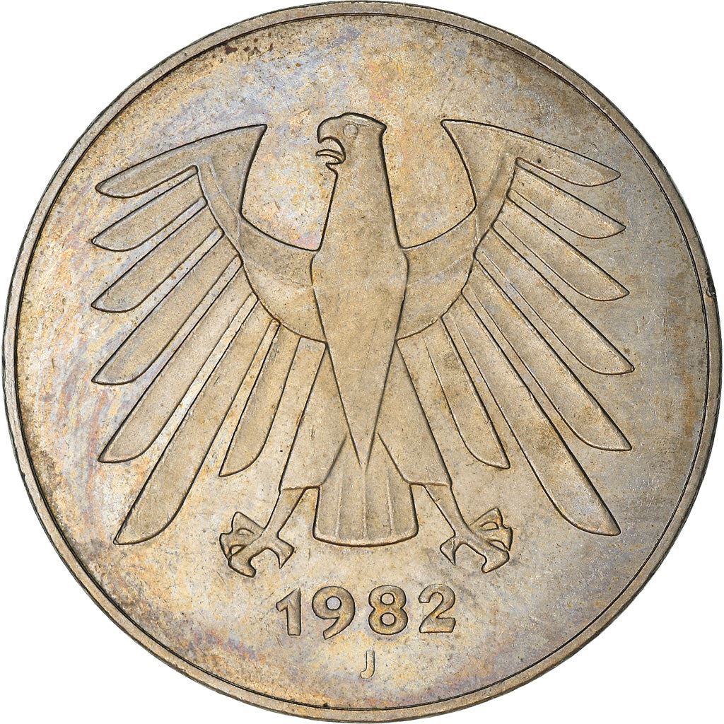 Germany 5 Deutsche Mark Coin | Eagle | KM140.1 | 1975 - 2001