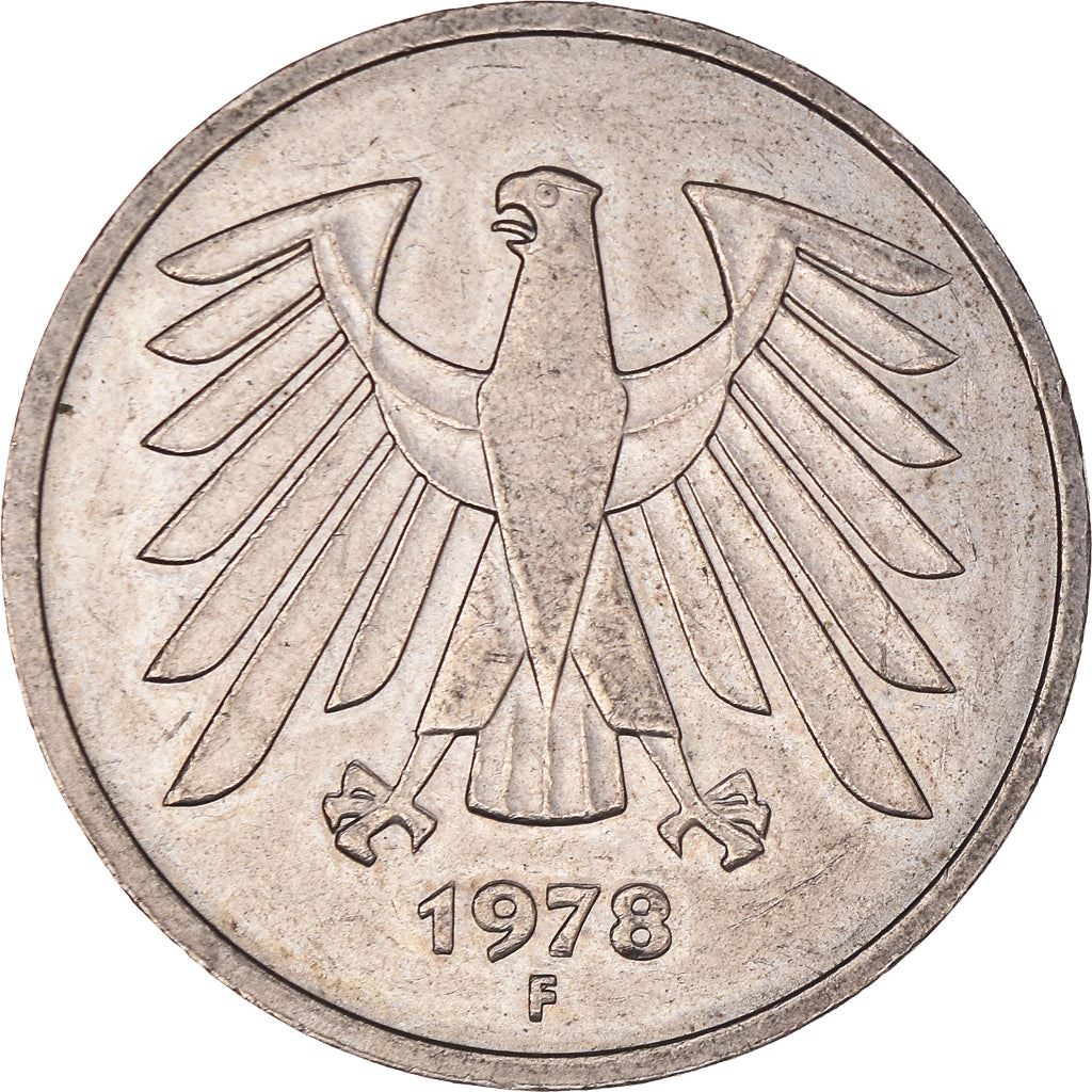 Germany 5 Deutsche Mark Coin | Eagle | KM140.1 | 1975 - 2001