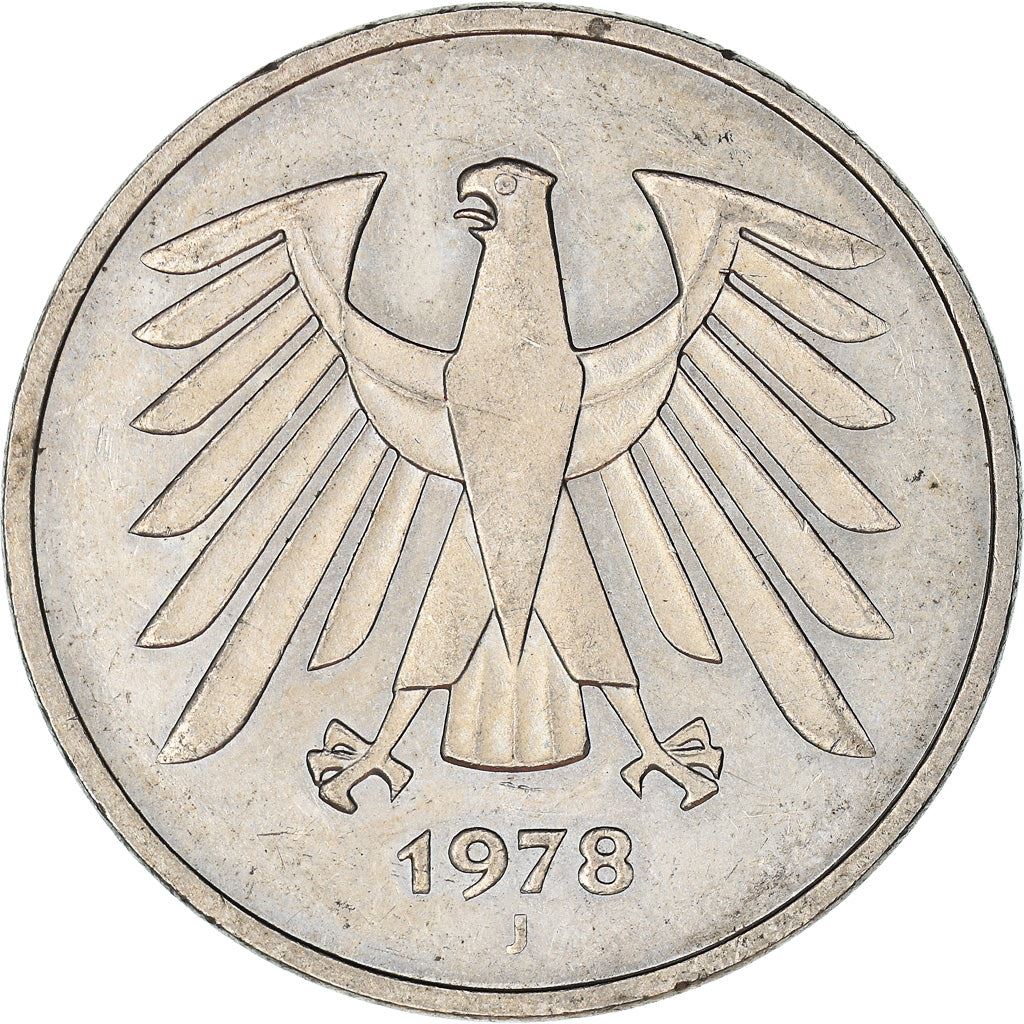 Germany 5 Deutsche Mark Coin | Eagle | KM140.1 | 1975 - 2001