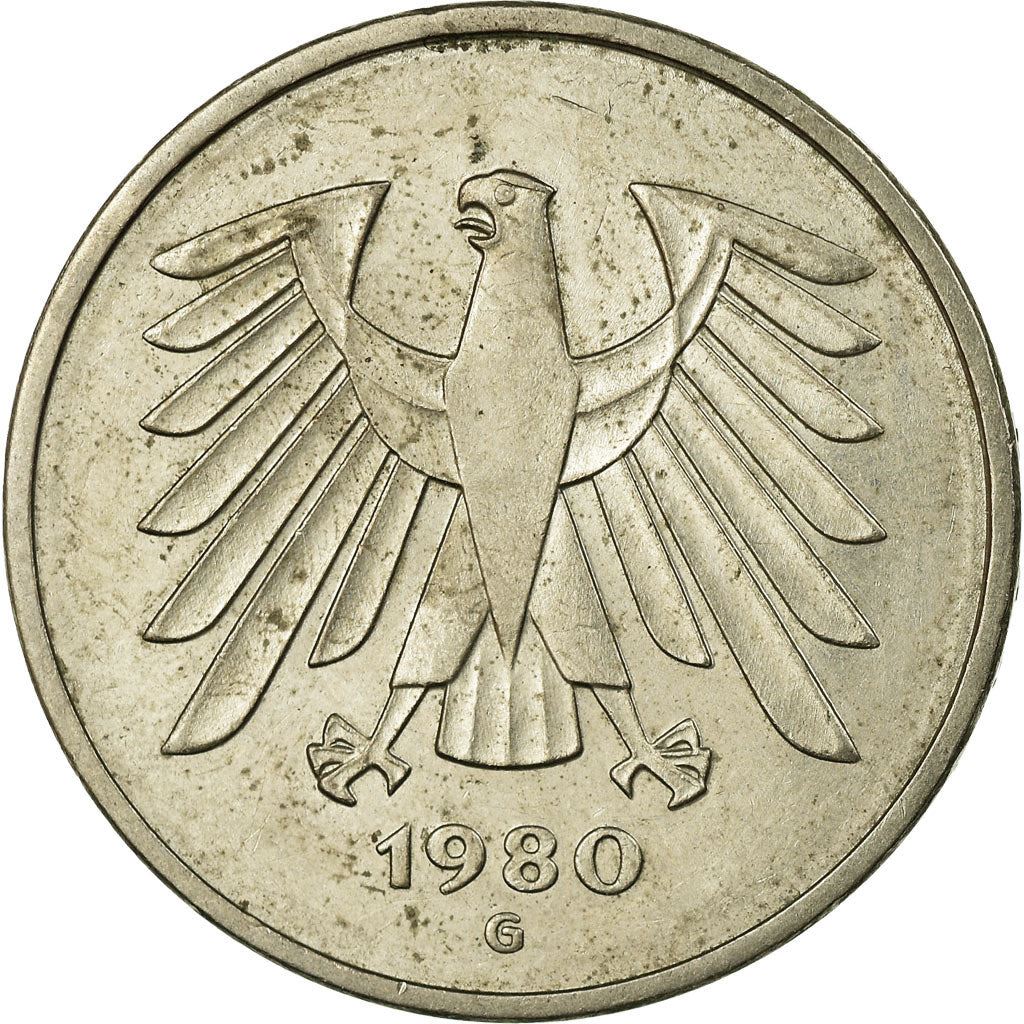 Germany 5 Deutsche Mark Coin | Eagle | KM140.1 | 1975 - 2001