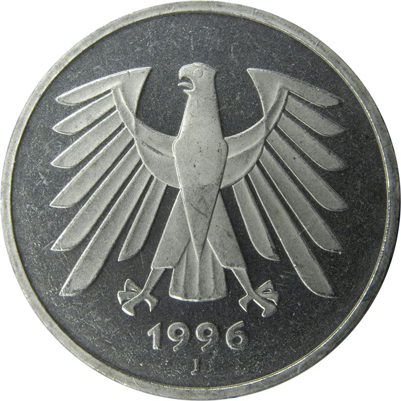 Germany 5 Deutsche Mark Coin | Eagle | KM140.1 | 1975 - 2001