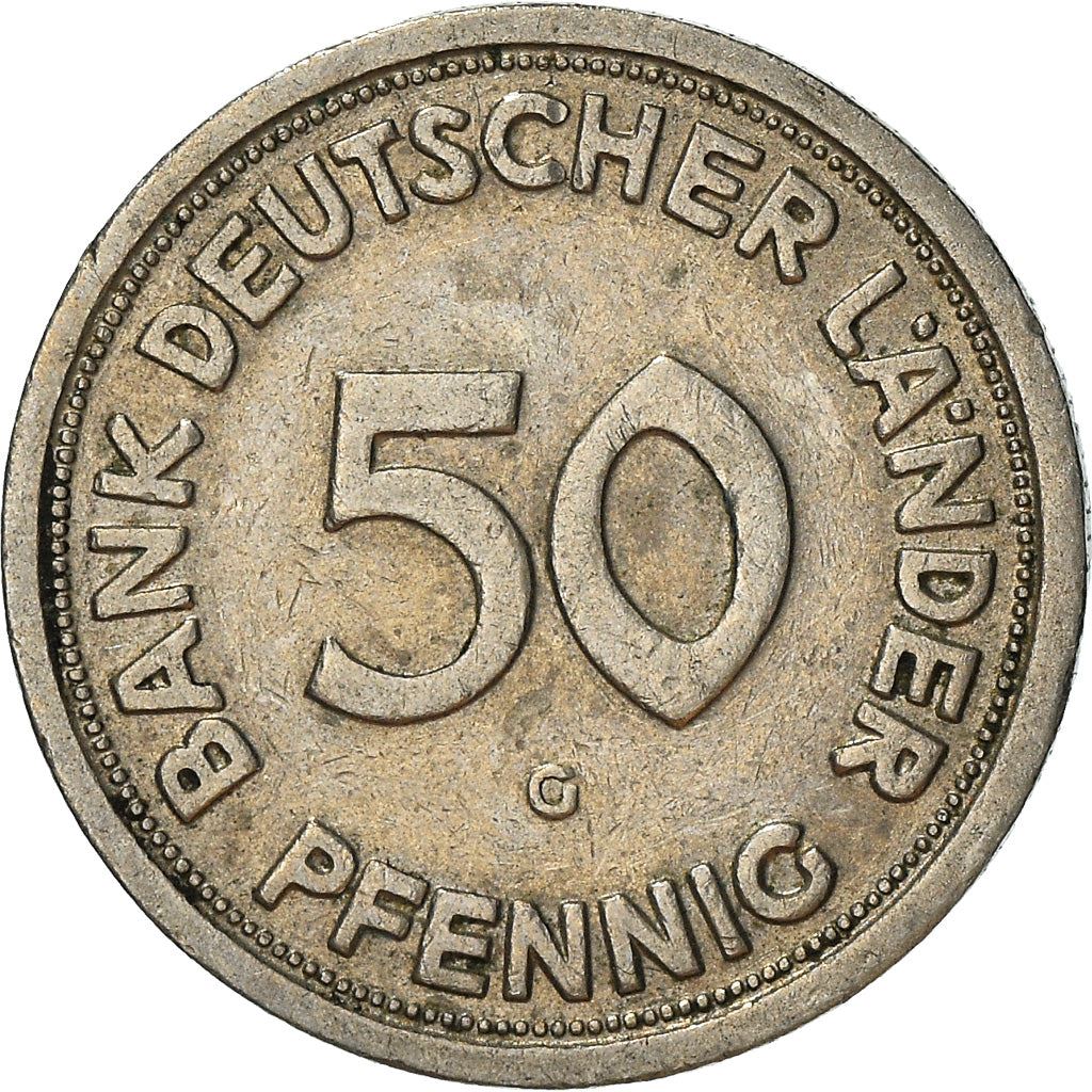 Germany 50 Pfennig Coin | Oak Planting | KM104 | 1949 - 1950