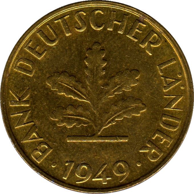 Germany Coin German 10 Pfennig | Oak Seedling | KM103 | 1949