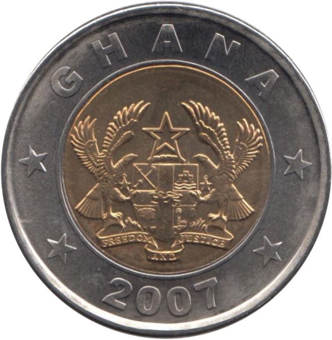 Ghana 1 Cedi Coin | Scales of Justice | KM42 | 2007