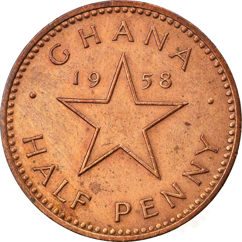 Ghana 1 Penny Coin | Elizabeth II | Star | Kwame Nkrumah | KM2 | 1958