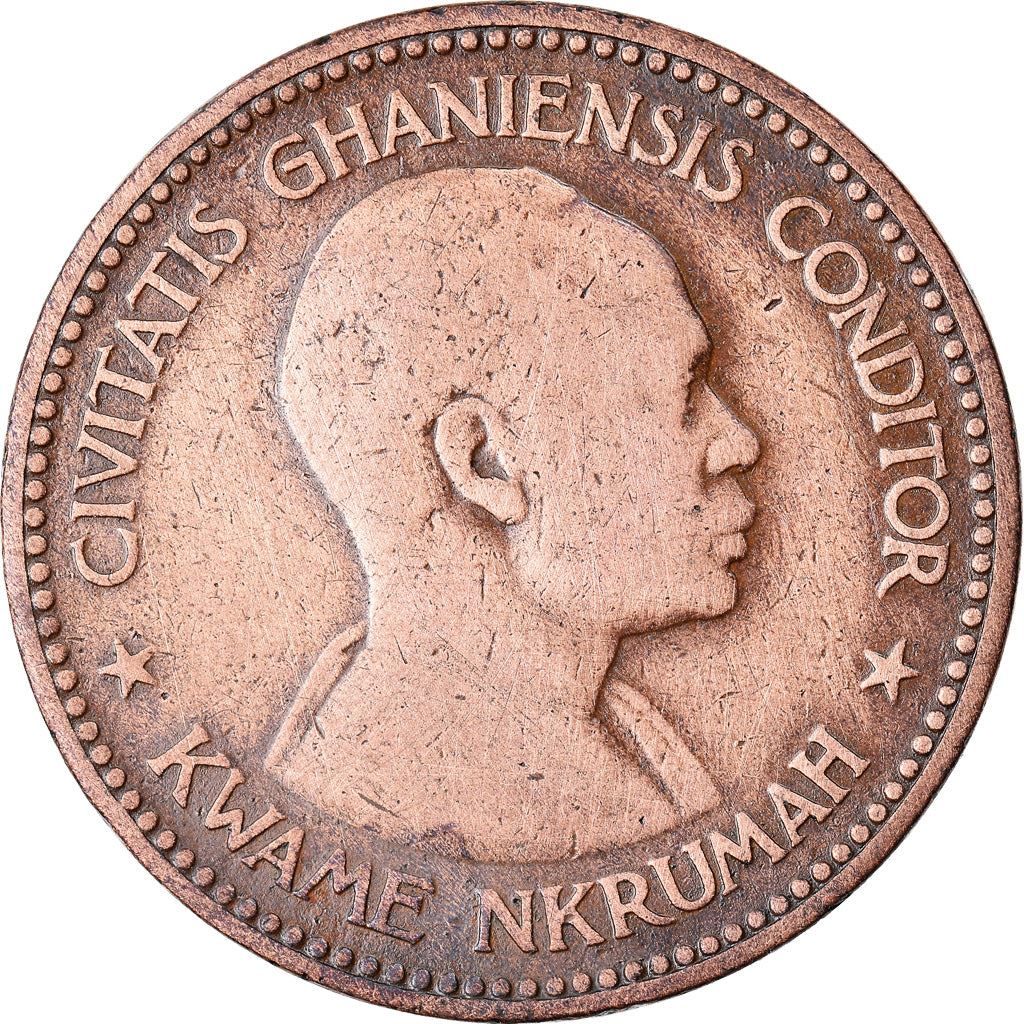 Ghana 1 Penny Coin | Elizabeth II | Star | Kwame Nkrumah | KM2 | 1958