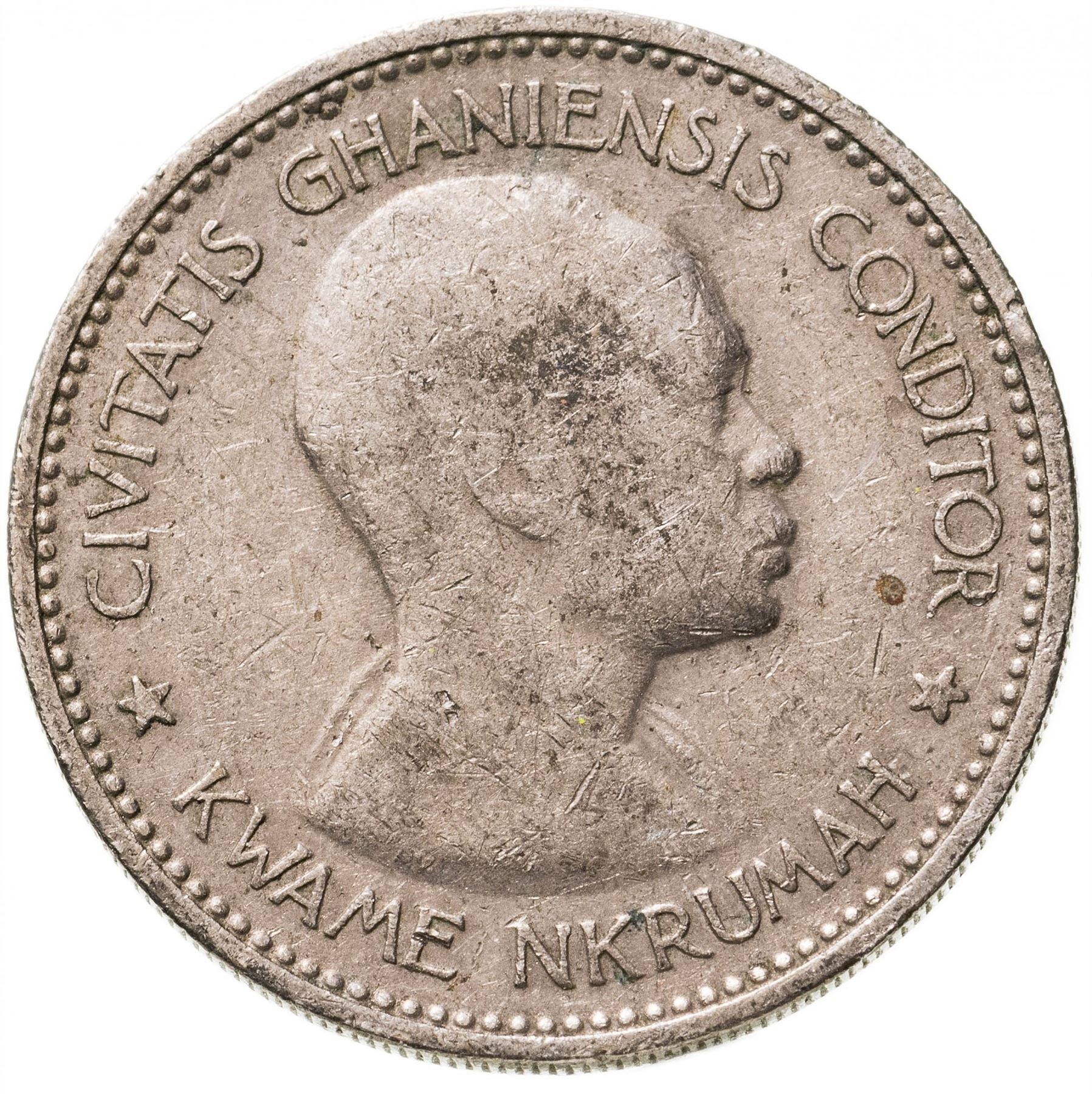 Ghana 1 Shilling Coin | Kwame Nkrumah | Star | Queen Elizabeth II | KM5 | 1958