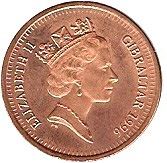 Gibraltar | 1 Penny Coin | Queen Elizabeth II | Barbary Partridge | KM20a | 1995 - 1997