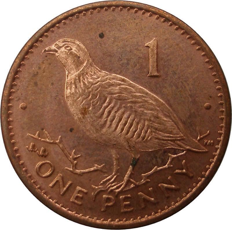 Gibraltar | 1 Penny | Queen Elizabeth II | Barbary Partridge | KM773 | 1998 - 2003