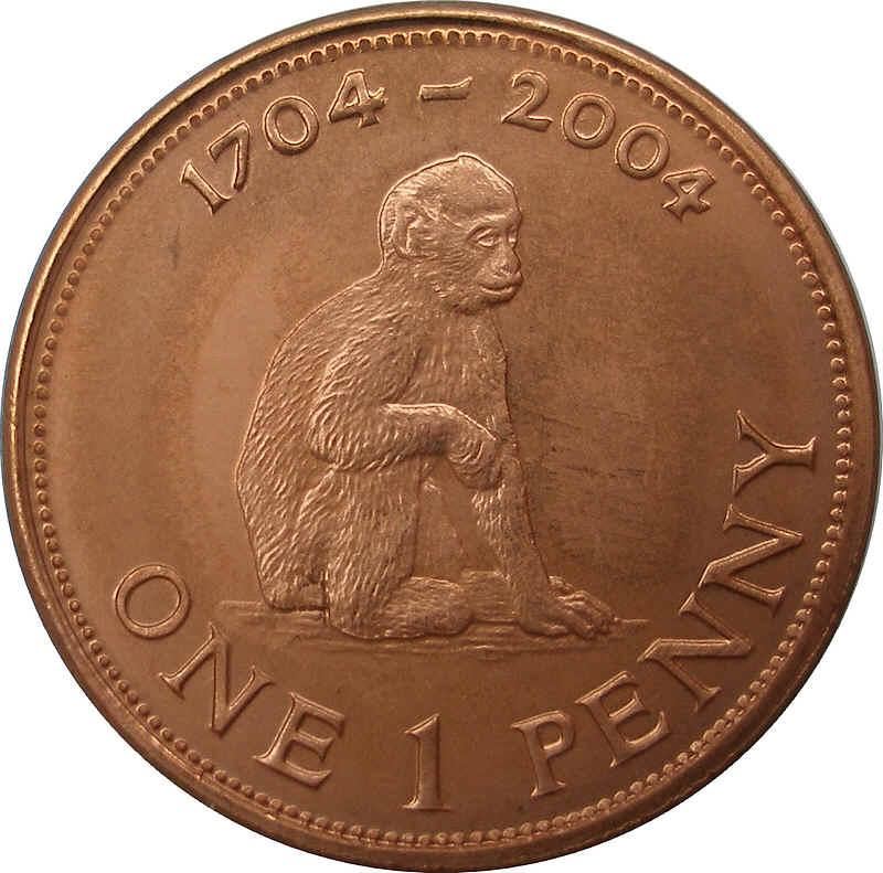 Gibraltar | 1 Penny | Queen Elizabeth II | British Occupation | Barbary Macaque | KM1046 | 2004