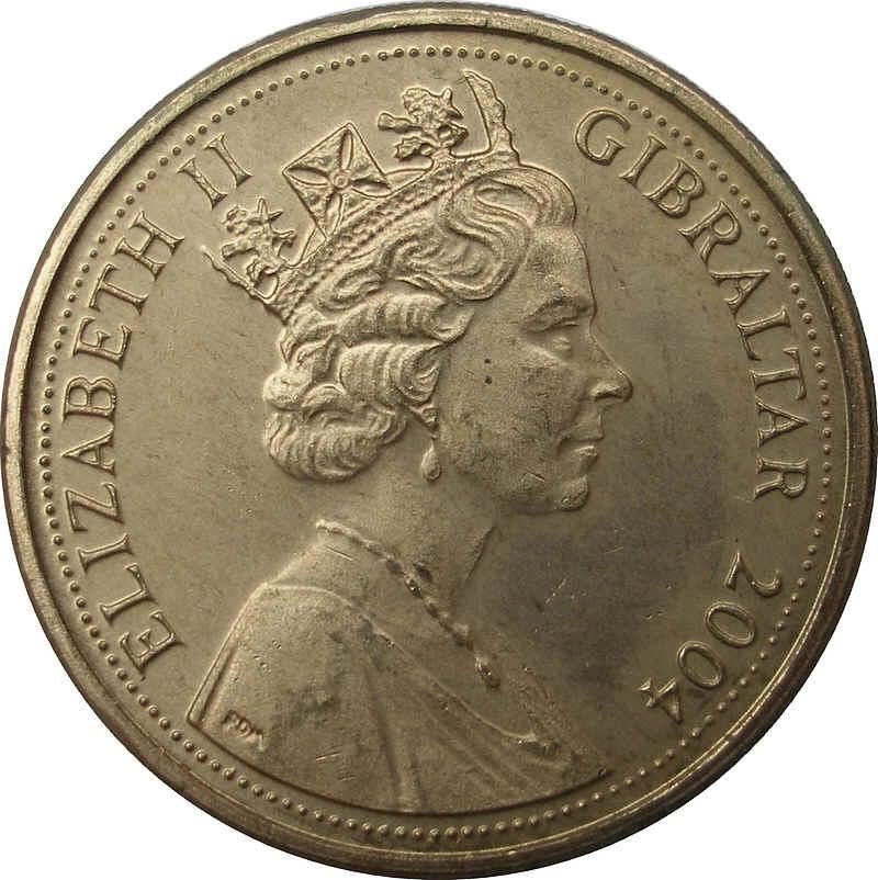 Gibraltar | 1 Pound Coin | Queen Elizabeth II | Occupation | Cannon | KM1051 | 2004