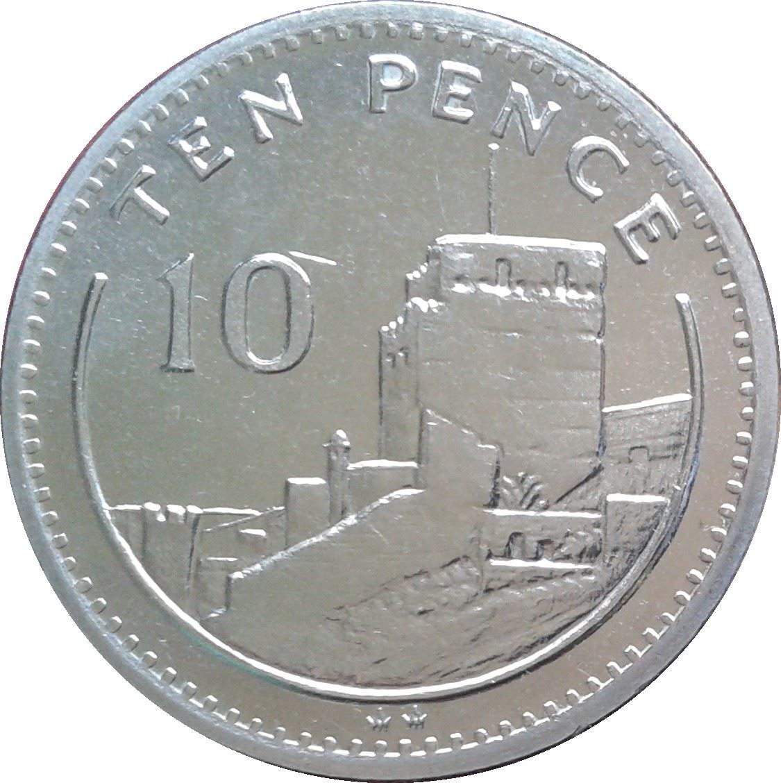 Gibraltar | 10 Pence Coin | Moorish Castle | KM23.1 | 1988 - 1991