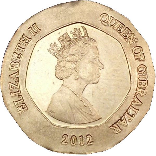 Gibraltar | 20 Pence Coin | Queen Elizabeth II | KM1103 | 2012 - 2013