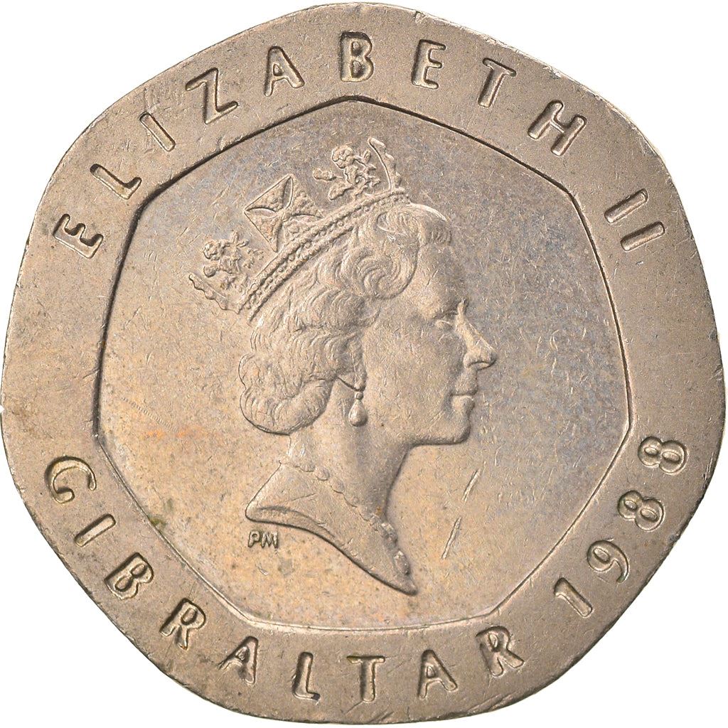 Gibraltar | 20 Pence Coin | Queen Elizabeth II | Our Lady of Europa | KM16 | 1988 - 1997