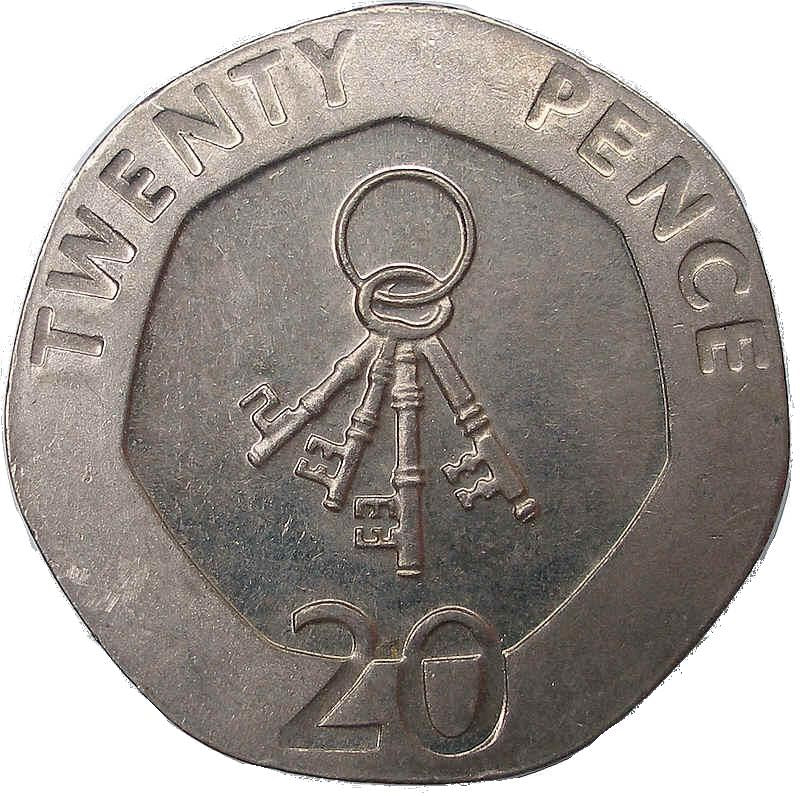 Gibraltar | 20 Pence | Queen Elizabeth II | Keys of Gibraltar | KM1083 | 2005 - 2011