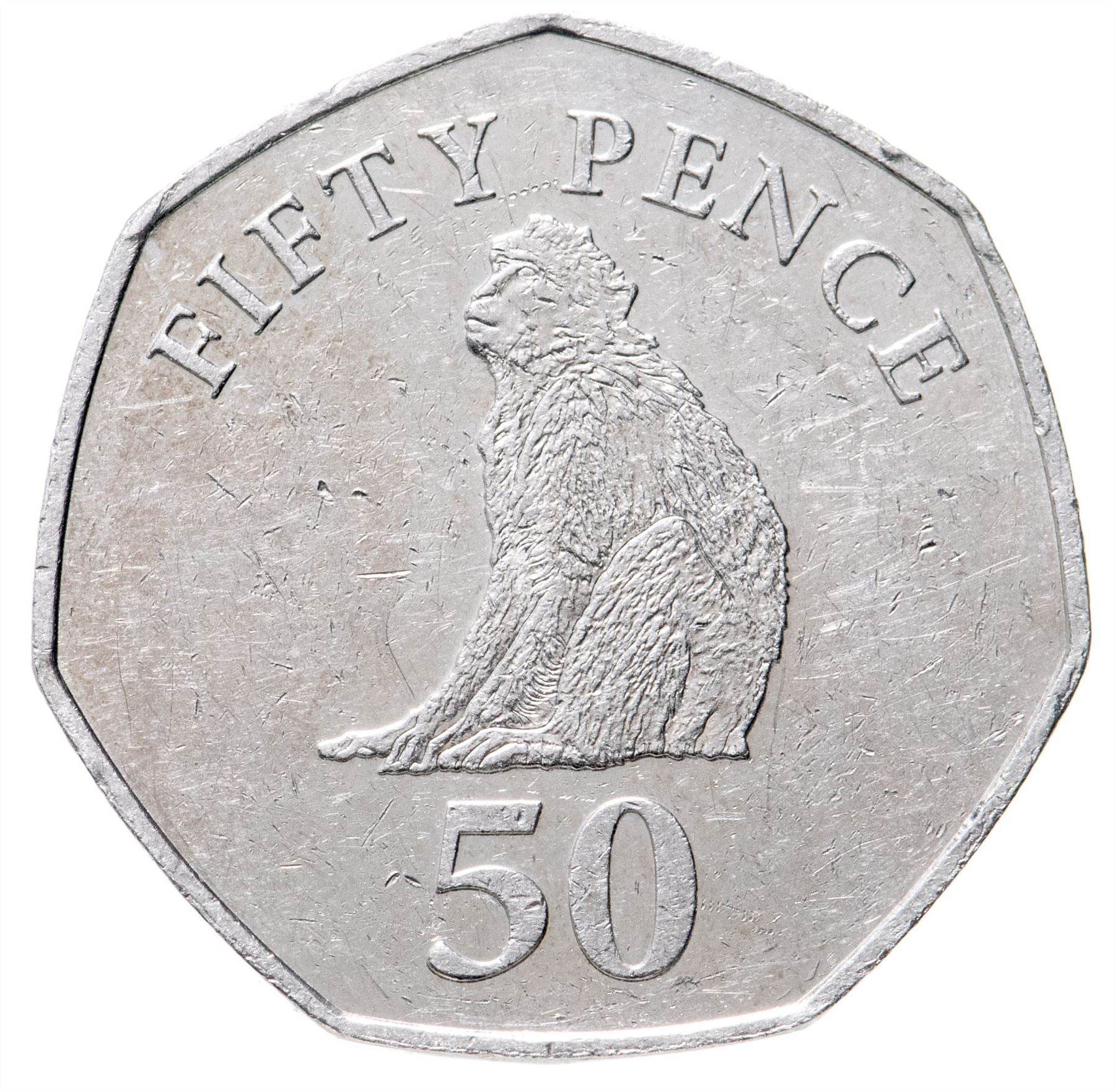 Gibraltar | 50 Pence Coin | Queen Elizabeth II | Barbary Macaque | 2014 - 2016