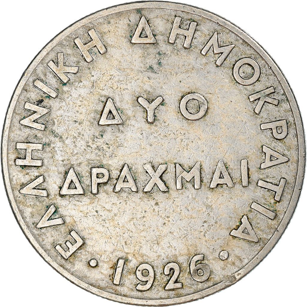 Greece 2 Drachmai Coin | Goddess Athena | KM70 | 1926