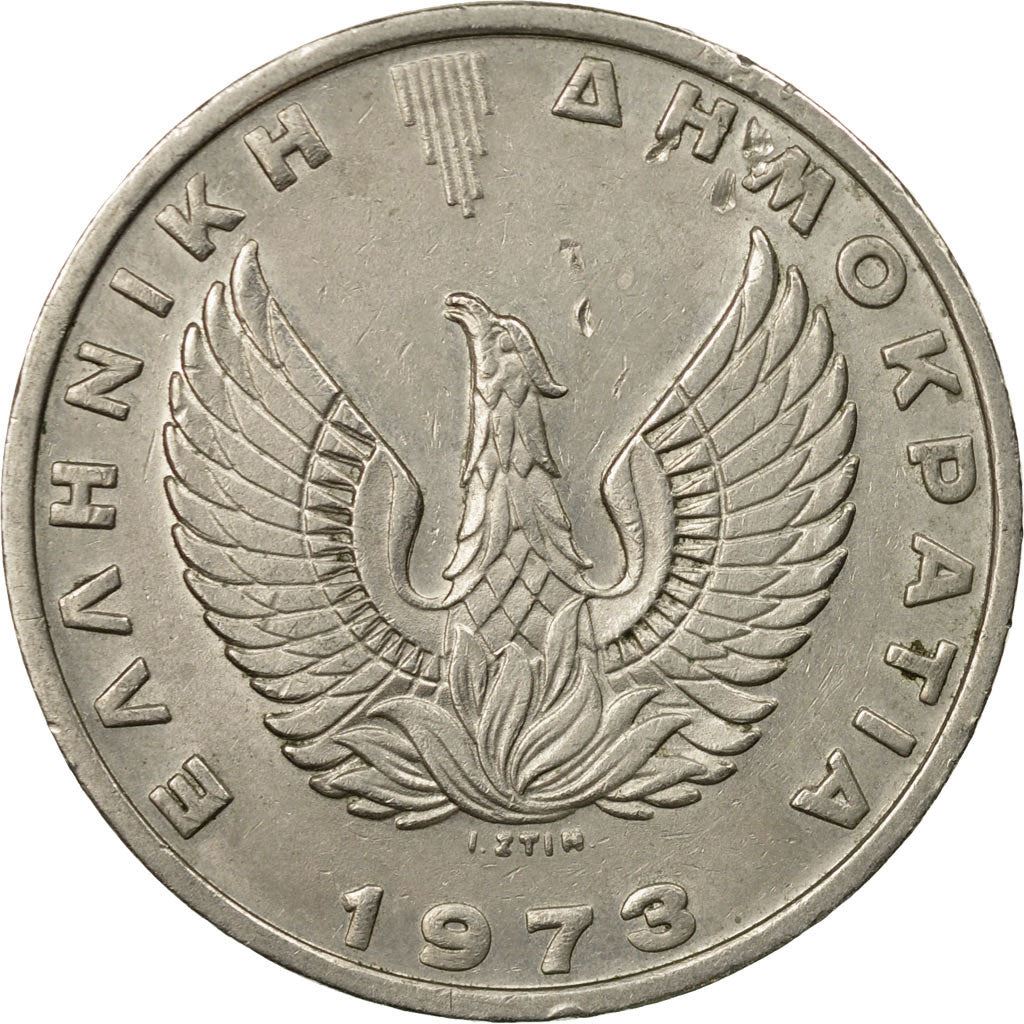 Greece 20 Drachmai Coin | Pheonix | Goddess Athena | KM112 | 1973