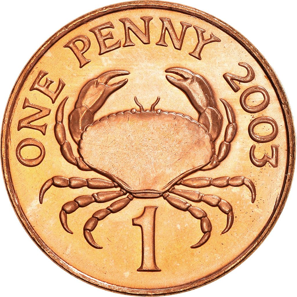 Guernsey Coin | 1 Penny | Queen Elizabeth II | Crab | KM89 | 1998 - 2012