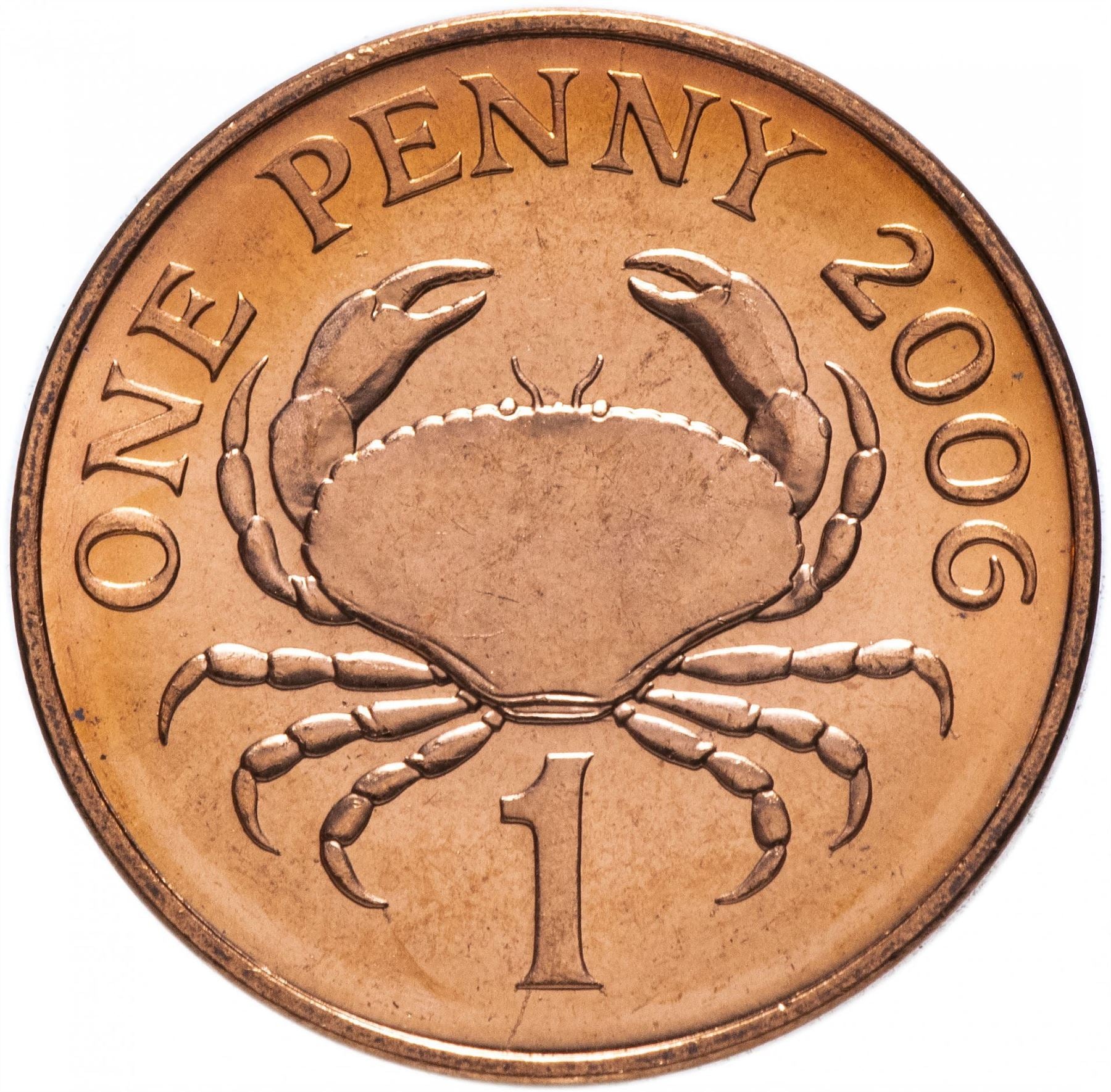 Guernsey Coin | 1 Penny | Queen Elizabeth II | Crab | KM89 | 1998 - 2012