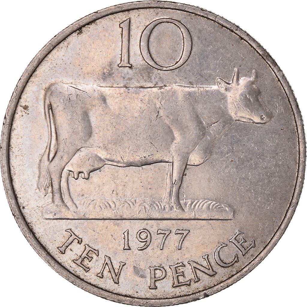 Guernsey Coin | 10 Pence | Queen Elizabeth II | Guernsey Cattle | KM30 | 1977 - 1984