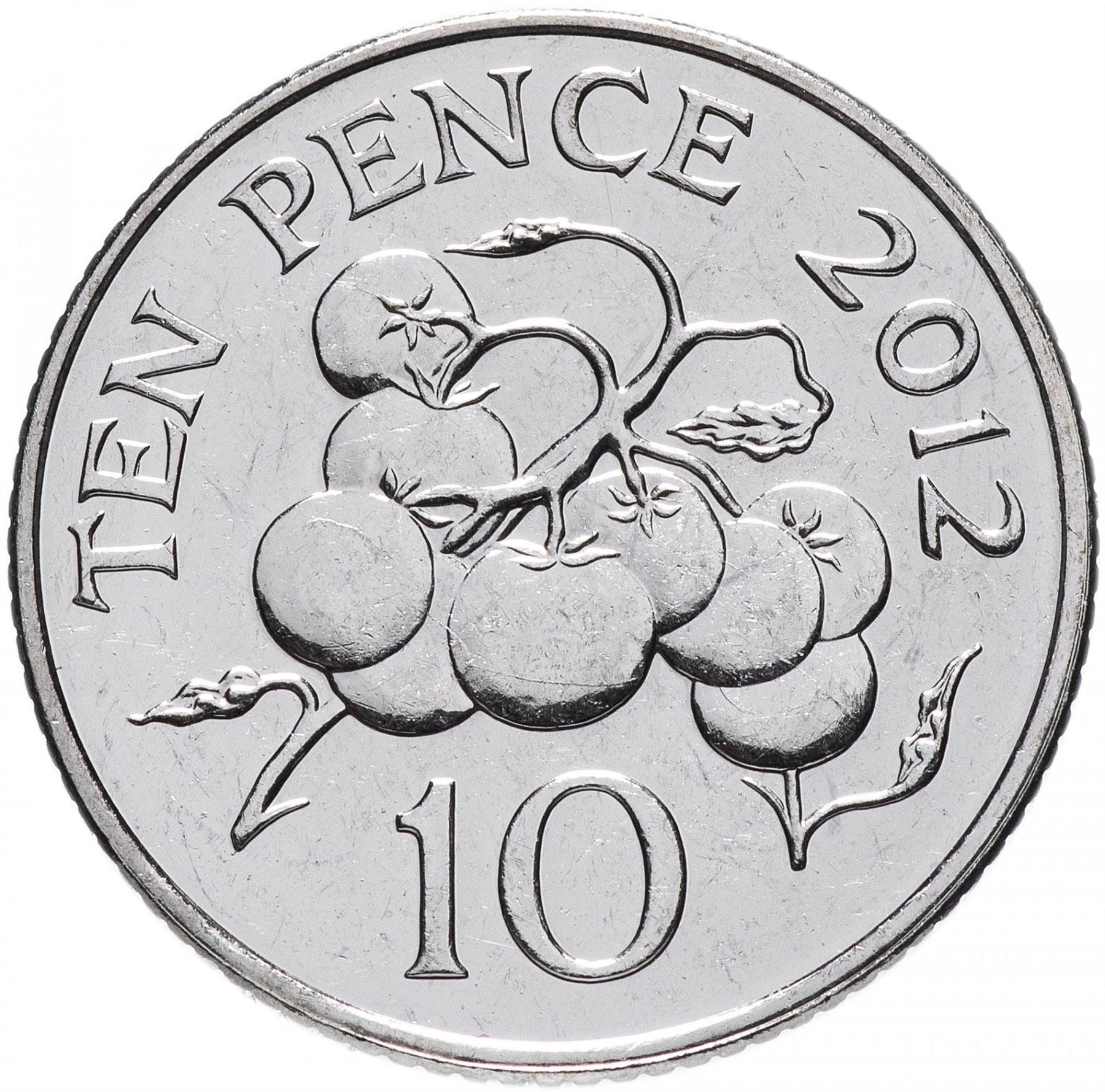 Guernsey Coin | 10 Pence | Queen Elizabeth II | Tomatoe | KM149a | 2012