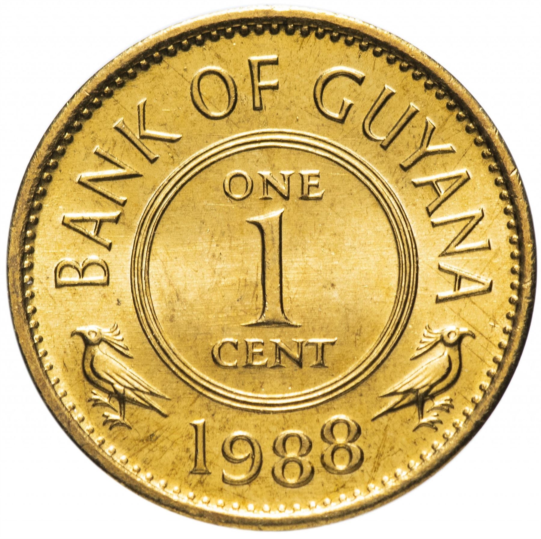 Guyana 1 Cent Coin | Bird Hoatzin | Lotus Flower | KM31 | 1967 - 1992