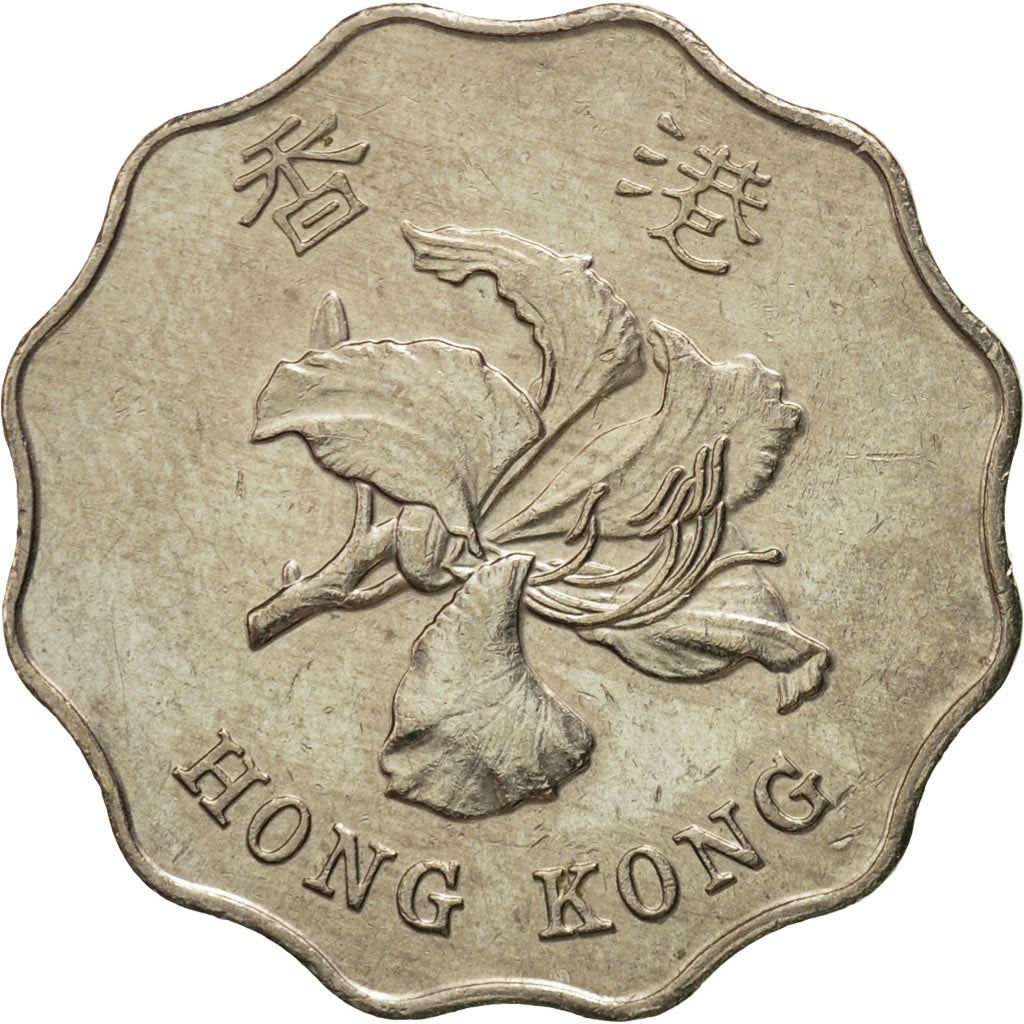 Hong Kong | 2 Dollars Coin | Orchid flower | Km:64 | 1993 - 2019