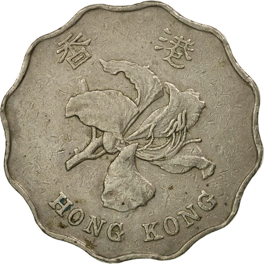 Hong Kong | 2 Dollars Coin | Orchid flower | Km:64 | 1993 - 2019