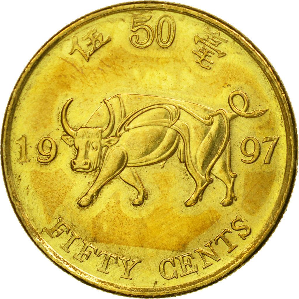 Hong Kong | 50 Cents Coin | Ox | Km:74 | 1997